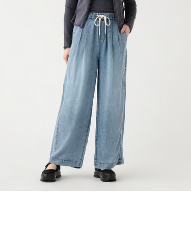 イージー デニム ワイドパンツ