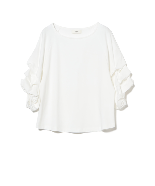 タック バルーンスリーブ シルケット プルオーバー