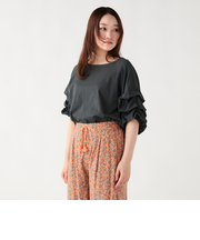 タック バルーンスリーブ シルケット プルオーバー