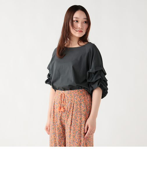 タック バルーンスリーブ シルケット プルオーバー