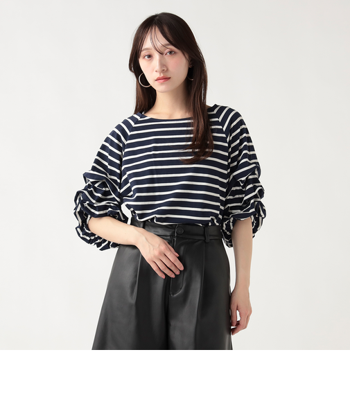 タック バルーンスリーブ シルケット プルオーバー