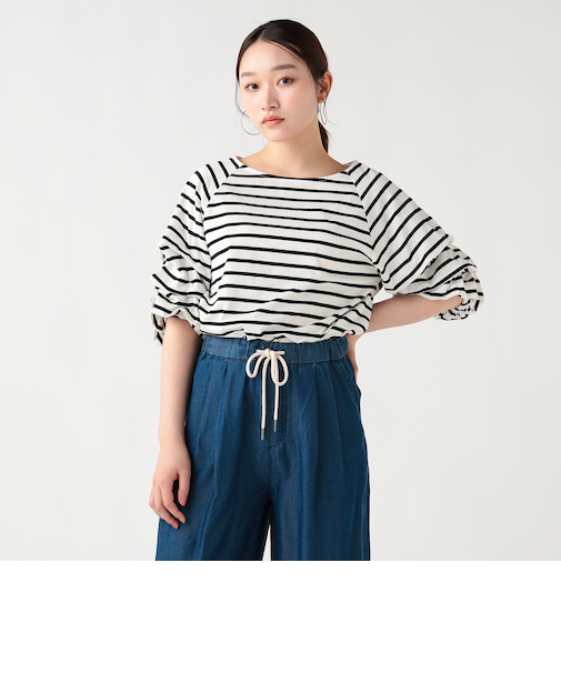 タック バルーンスリーブ シルケット プルオーバー