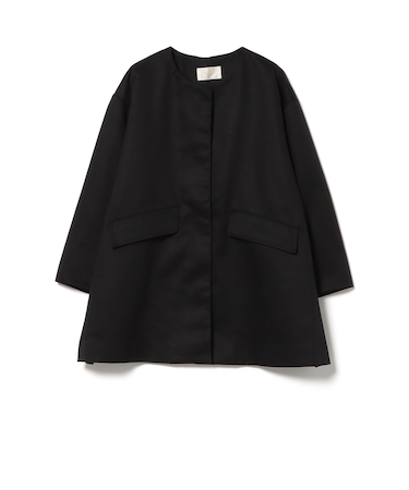 撥水 ノーカラー ハーフコート