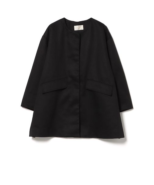 撥水 ノーカラー ハーフコート