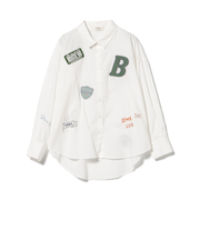 刺繍×プリント ロゴ ブロードシャツ