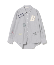 刺繍×プリント ロゴ ブロードシャツ