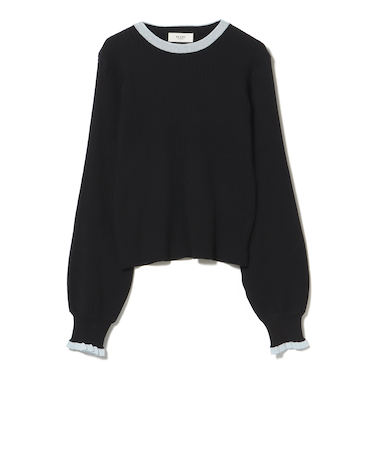 配色ラメフリル ニット プルオーバー