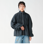 ドロスト ギャザー ジップ ブルゾン