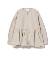 ノーカラー バルーン ジップ ブルゾン