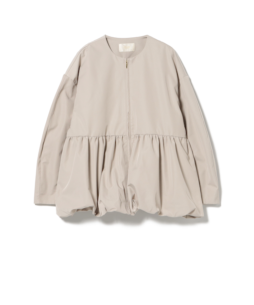 ノーカラー バルーン ジップ ブルゾン