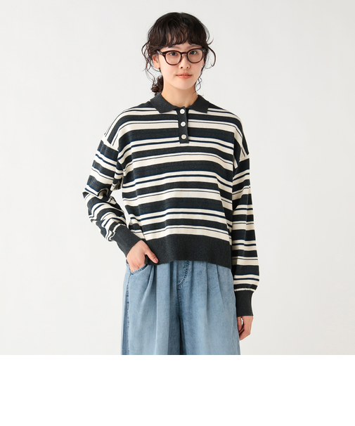 マルチボーダー ポロニット プルオーバー