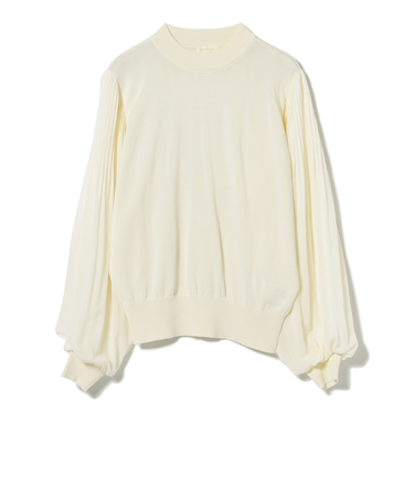 袖プリーツ ニットプルオーバー