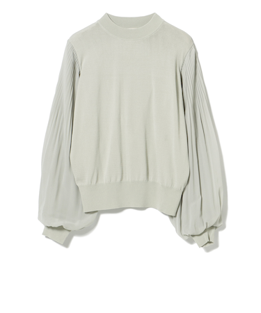 袖プリーツ ニットプルオーバー