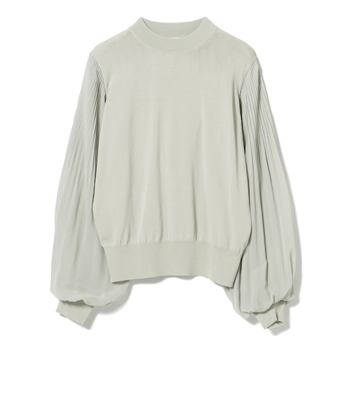 袖プリーツ ニットプルオーバー