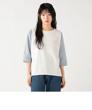 ワッフル × ストライプ プルオーバー