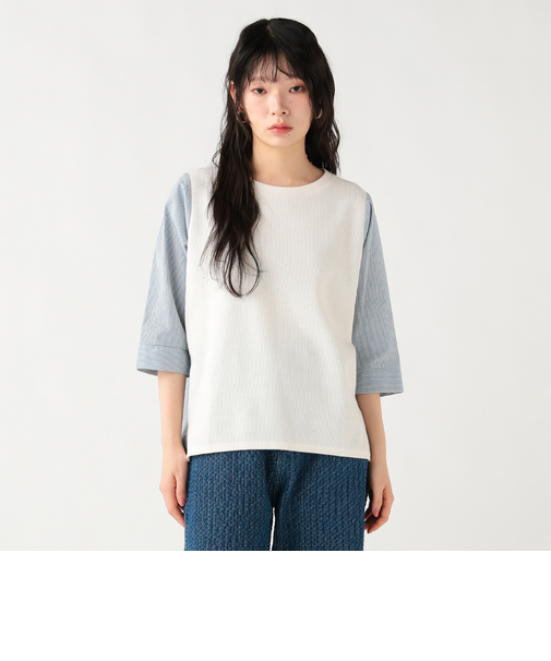 ワッフル × ストライプ プルオーバー