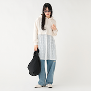 裾レース スウェット プルオーバー ワンピース