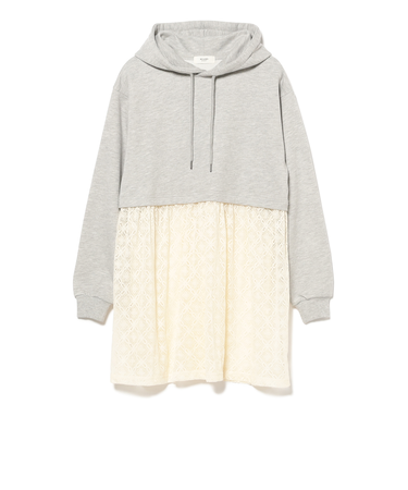 裾レース スウェット プルオーバー ワンピース