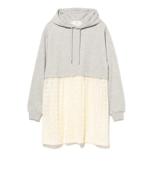 裾レース スウェット プルオーバー ワンピース