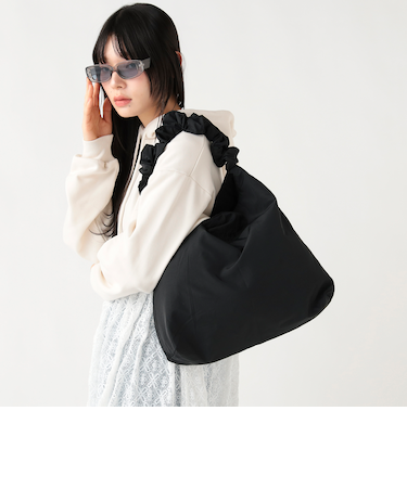 ギャザー ハンドル トートバッグ