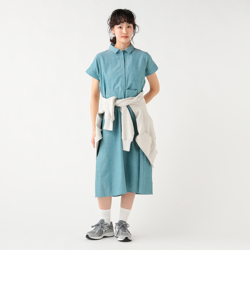 脇ピンタック シャツワンピース