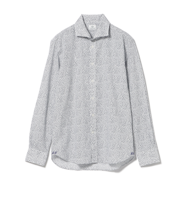 シアサッカー プリント カッタウェイカラーシャツ