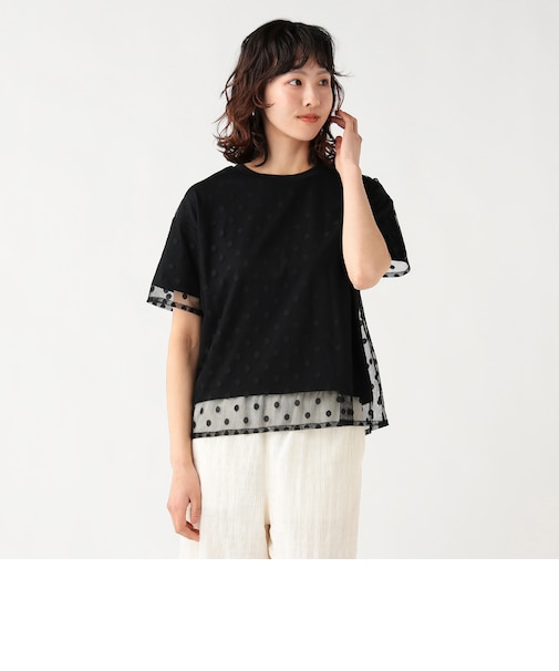 無地 カットソー × チュール Tシャツ（セットアイテム）