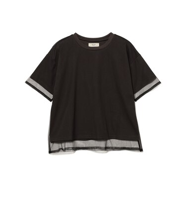 無地 カットソー × チュール Tシャツ(セットアイテム)