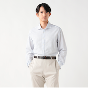 シアサッカー フラワープリント カッタウェイカラーシャツ