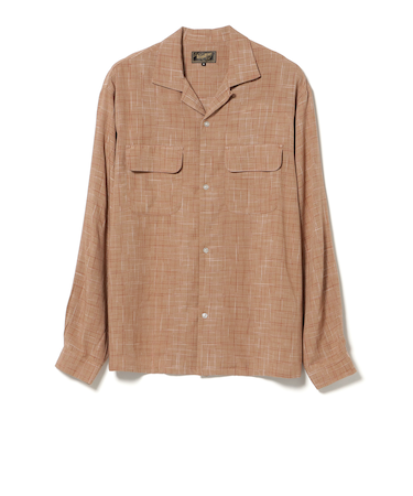 レーヨン カスレチェック オープンカラーシャツ