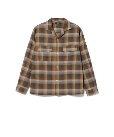 ダブルガーゼチェック オープンカラーシャツ