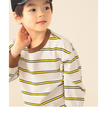 ミニ裏毛 ボーダー ロング Tシャツ 2026SS（90～150cm）