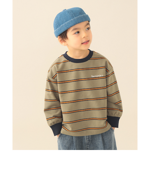 ミニ裏毛 ボーダー ロング Tシャツ 2026SS(90~150cm)