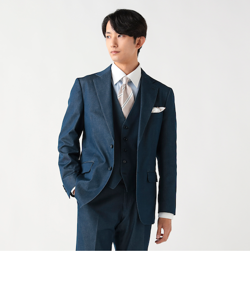 ストレッチデニム 2ボタン ジャケット（セットアップ対応）