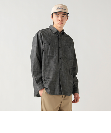 プリント シャンブレー シャツ