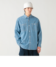 プリント シャンブレー シャツ