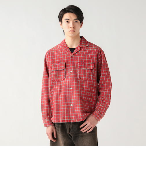 フェード チェック ネル シャツ