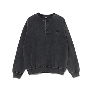 コットン天竺 フェード ヘンリーネック カットソー