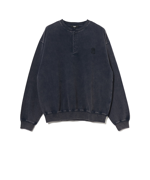 コットン天竺 フェード ヘンリーネック カットソー