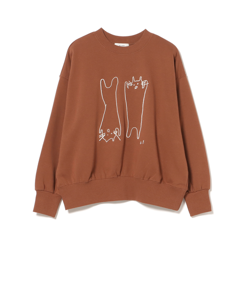 アート ネコ 刺繍 スウェット