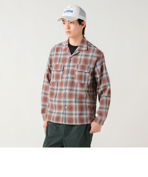 オンブレチェック オープンカラーシャツ｜ビームスアウトレットの