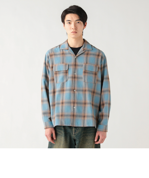 オンブレチェック オープンカラーシャツ｜ビームスアウトレットの