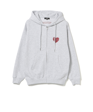 ハート ワンポイント ジップパーカー
