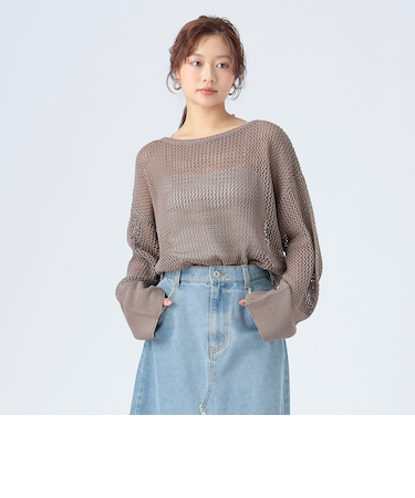 メッシュ オーバー ニット