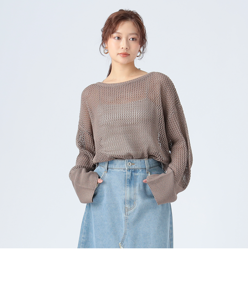 メッシュ オーバー ニット