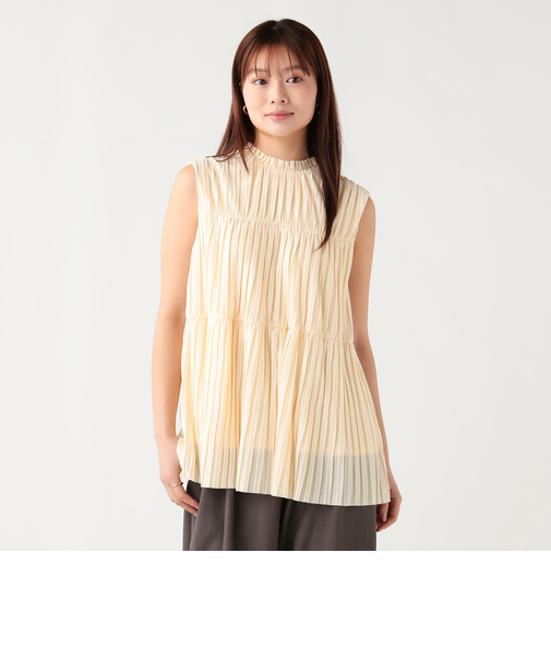 ハイネック プリーツ ブラウス