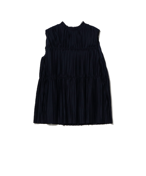 ハイネック プリーツ ブラウス