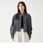 麻混 シャンブレーシャツ