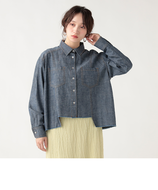 麻混 シャンブレーシャツ