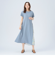 サイドプリーツ コンビ ワンピース